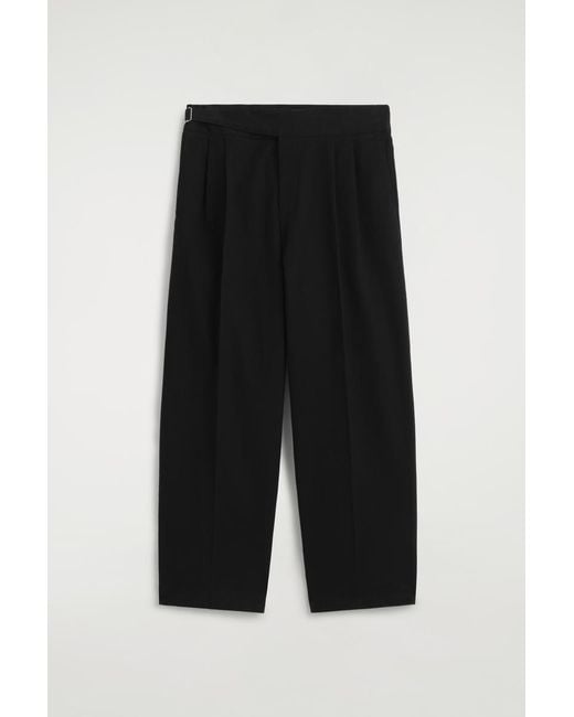 COS Black Belt-Detail Pleated Wide-Leg Pants for men