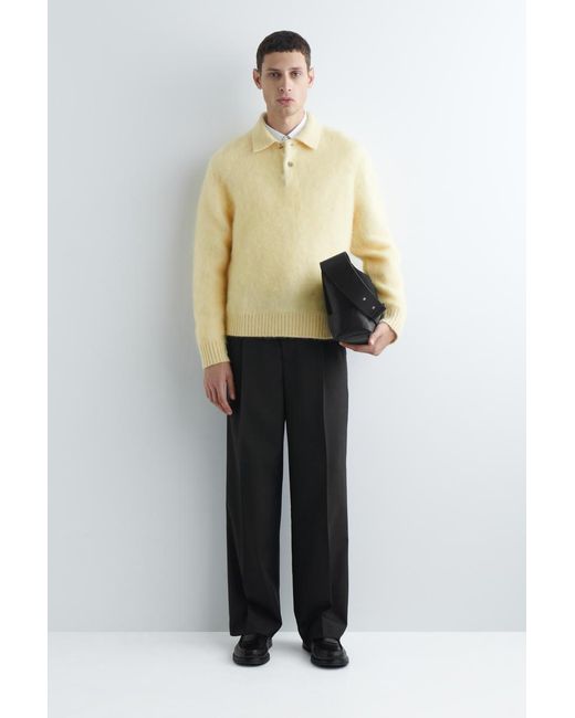 COS Yellow Brushed Mohair-Blend Polo Sweater for men