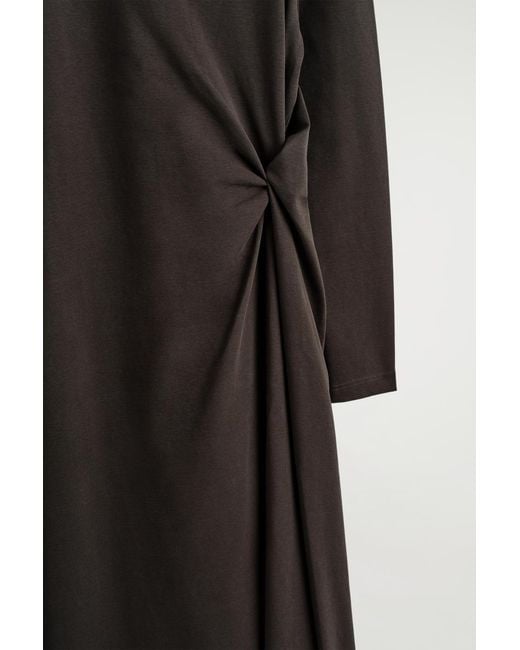 COS Black Twist-Detail Long-Sleeved Dress