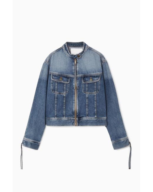 no mass prod　Cropped Moto denim jacket Light Wash Denim Cropped Moto Jacket
