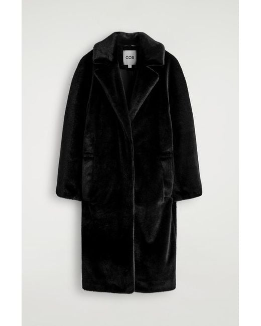 COS Black Fur-Effect Long Coat