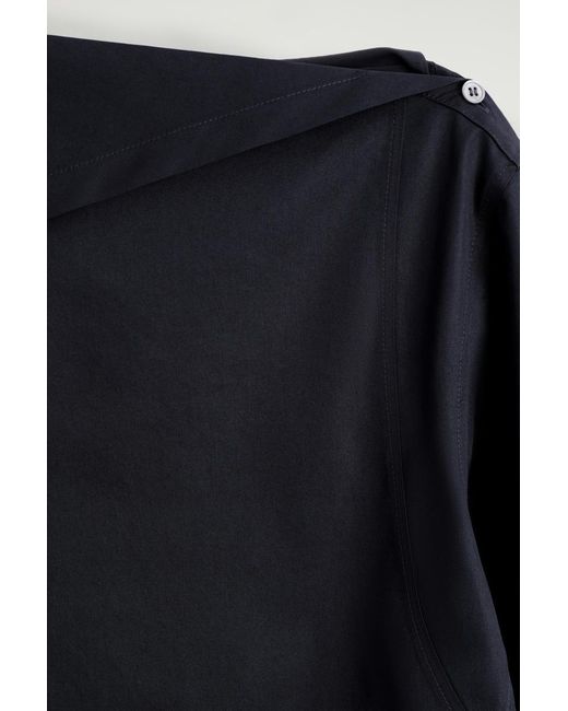 COS Blue Asymmetric Cotton Blouse