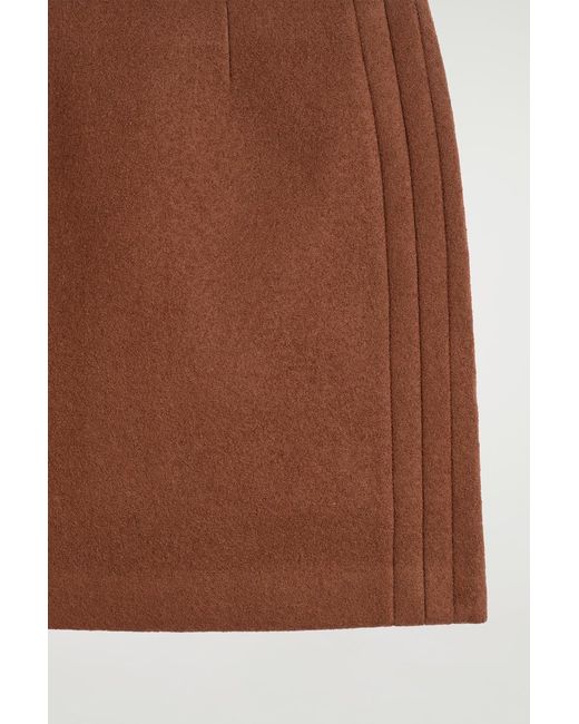 COS Brown Topstitched Wool Mini Skirt