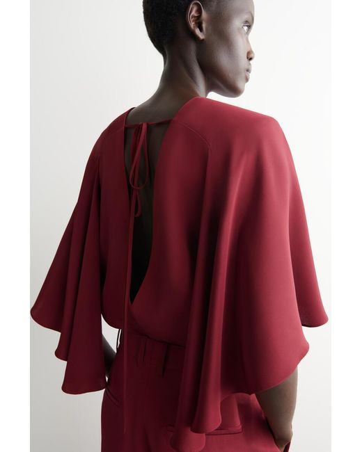 COS Red Draped Silk Top
