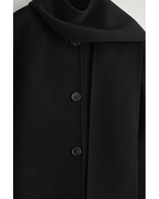 COS Black Double-Faced Wool Scarf Short Jacket