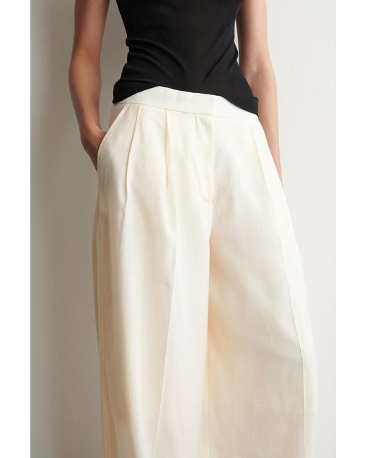 COS Natural Pleated Modal Wide-Leg Trousers