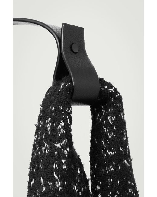 COS Black Oversized Jacquard Tote Bag for men