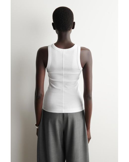 COS White Ribbed Cotton Tank Top