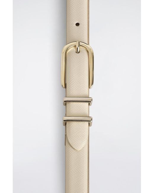 COS White Saffiano Leather Belt