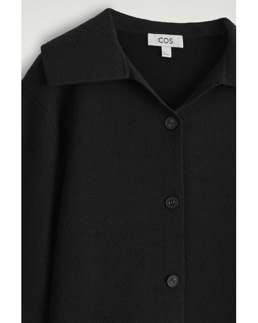 COS Black Collared Knitted Jacket