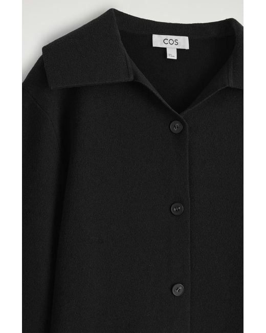 COS Black Collared Knitted Jacket