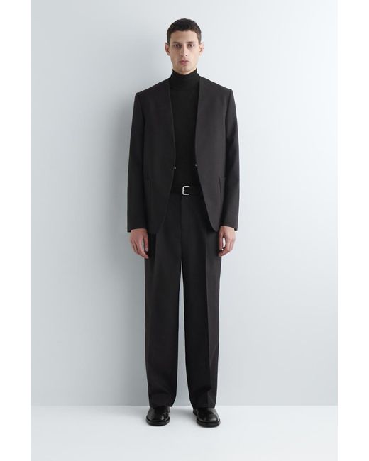 COS Black Collarless Wool Blazer for men