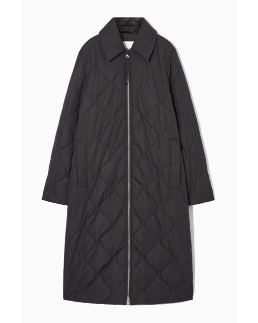 COS Black Oversized Quilted Coat