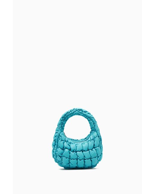 COS Blue Quilted Micro Bag - Leather