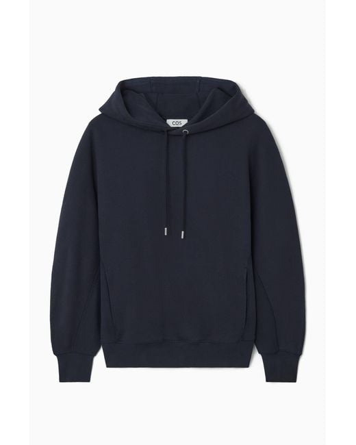 COS Blue Heavyweight Panelled Hoodie for men