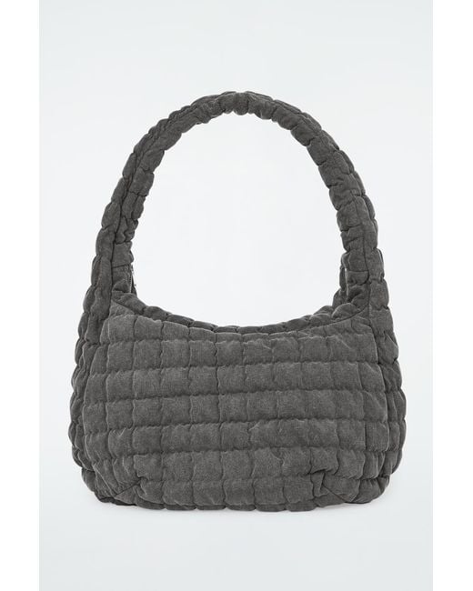 COS Gray Oversized Quilted Crossbody Bag