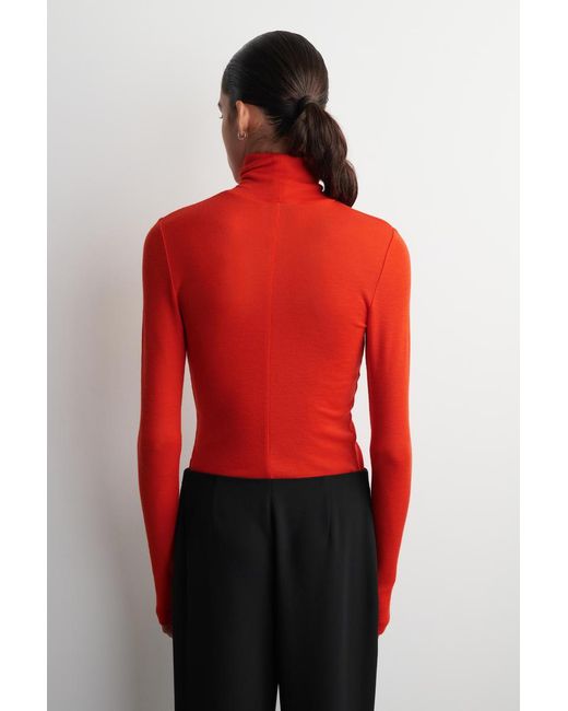 COS Red Wool High-Neck Top