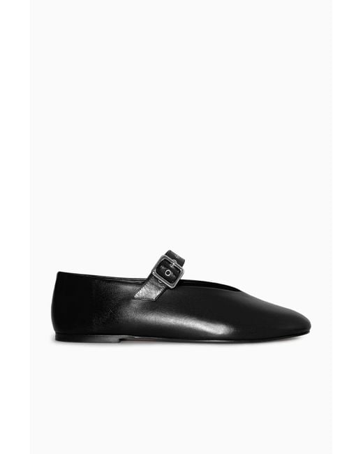 COS Black Leather Mary-jane Flats