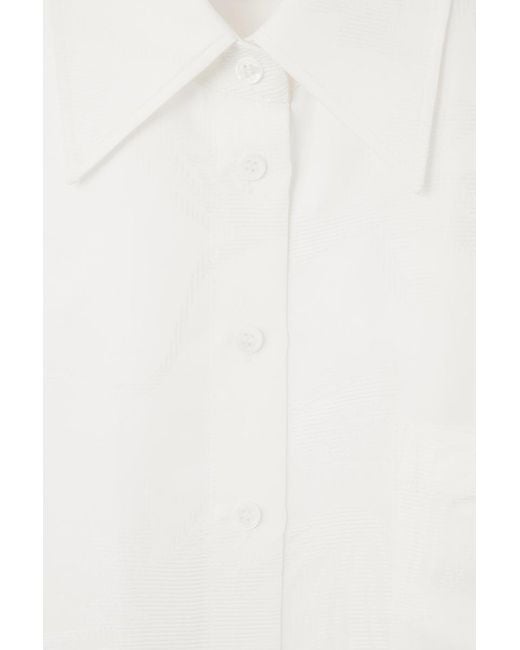 COS White Floral-Jacquard Short-Sleeved Shirt