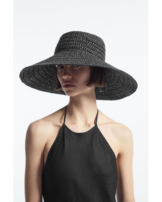 COS Black Woven Straw Hat