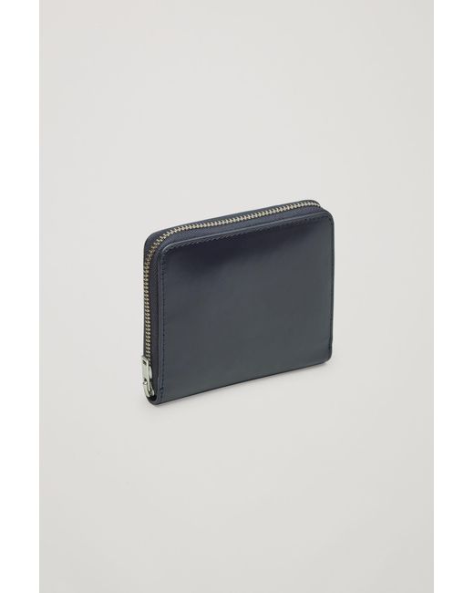 COS Blue Leather Zip Wallet for men