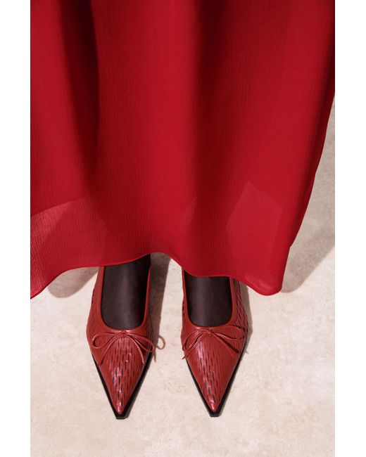 COS Red The Perforated Leather Ballet Flats