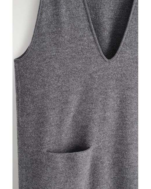 COS Gray Boiled-Wool Midi Dress