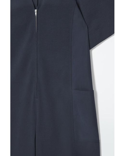 COS Blue Panelled V-neck Jumpsuit