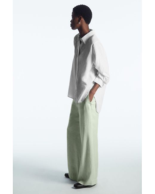 COS Green Linen-blend Flared Pants