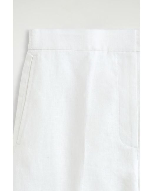 COS White Tailored Elasticated Linen Shorts
