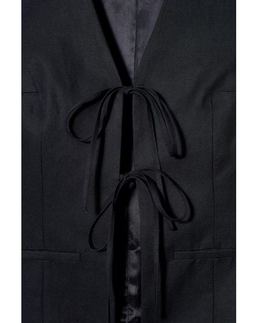 COS Black Linen-Blend Tie-Front Waistcoat