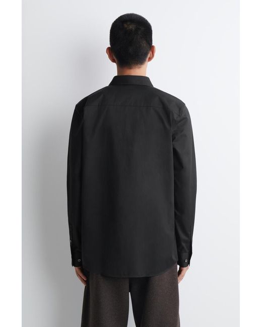 COS Black Slim Cotton-Twill Shirt for men