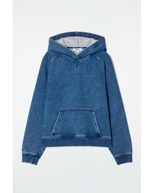 COS Blue Denim-Wash Jersey Hoodie