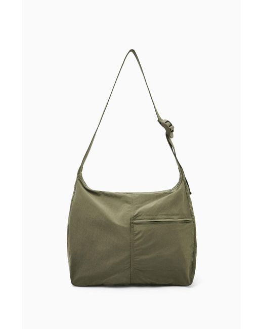 COS Green Slouchy Nylon Messenger Bag for men
