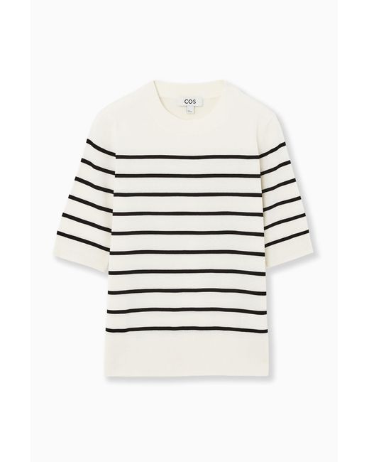 COS White Short-sleeve Knitted T-shirt