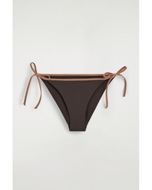 COS Brown Contrast-Trimmed Tie-Side Bikini Briefs