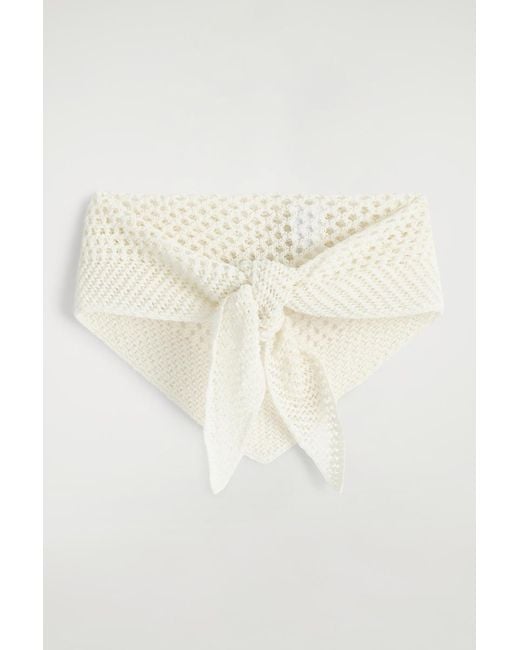 COS Natural Pointelle-Knit Triangle Scarf