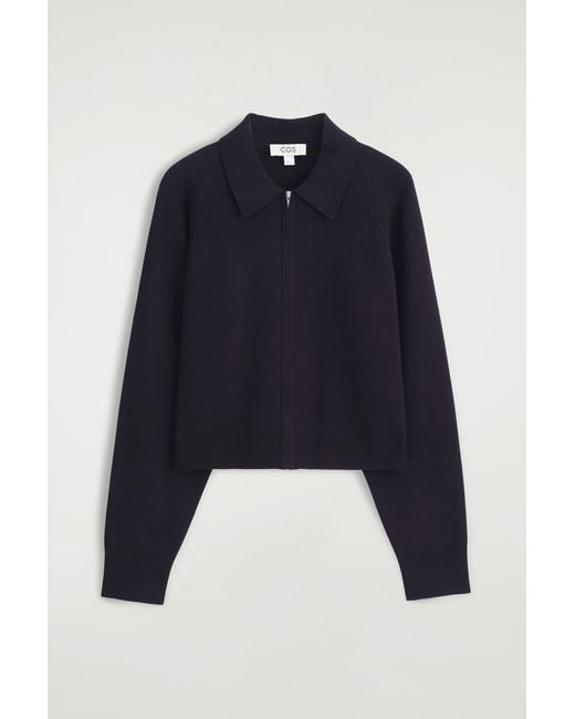 COS Blue Double-Faced Knitted Jacket