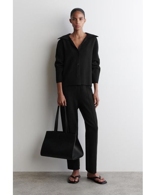 COS Black Collared Knitted Jacket