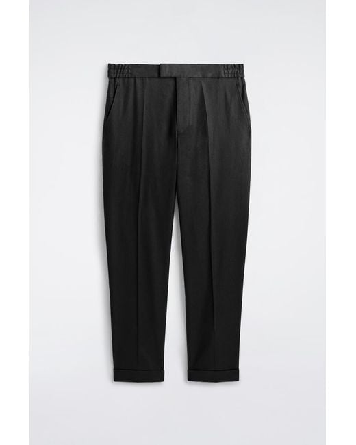 COS Black Linen-Cotton Slim-Fit Straight-Leg Trousers for men