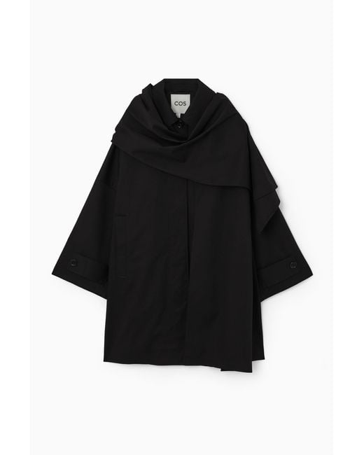 COS Black Oversized Scarf-detail Trench Coat