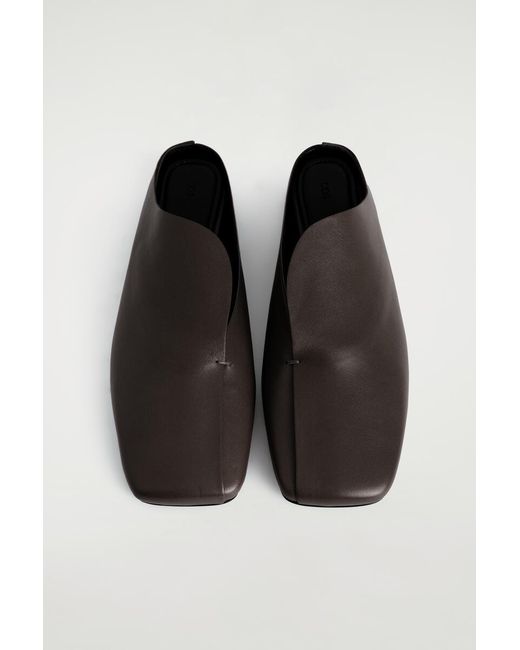 COS Brown Draped Leather Mules