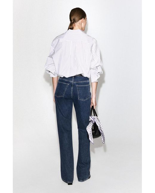 COS White Cutaway-Collar Striped Cotton-Blend Shirt
