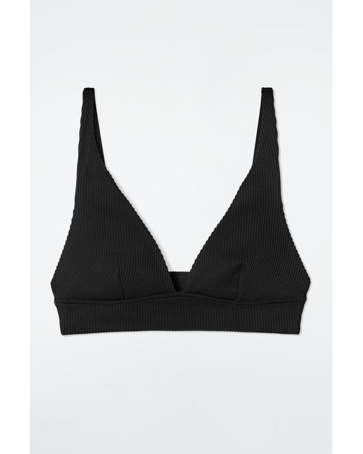 COS Black Ribbed High-apex Bikini Top
