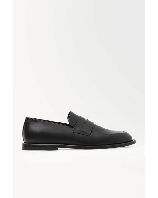 COS Black The Perforated Leather Loafers for men