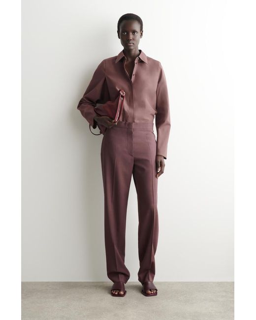 COS Brown Rounded Cotton-Silk Shirt