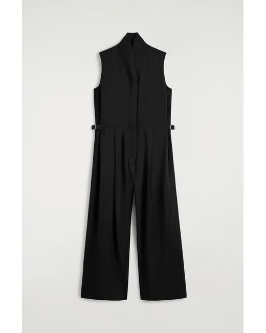 COS Black Shawl-Collar Utility Jumpsuit
