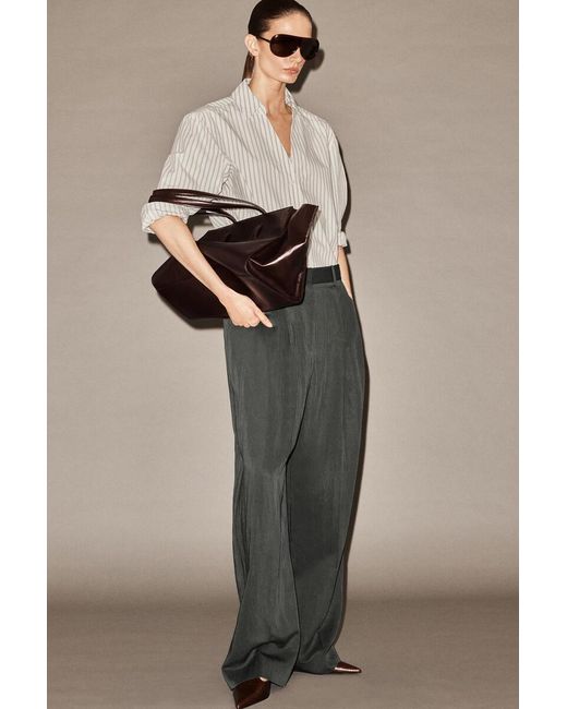 COS Gray Relaxed Fluid Wide-Leg Pants