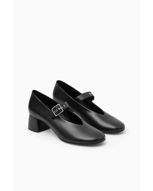 COS Black Block-heel Leather Mary-jane Pumps