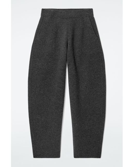 COS Gray Merino Wool Barrel-leg Pants